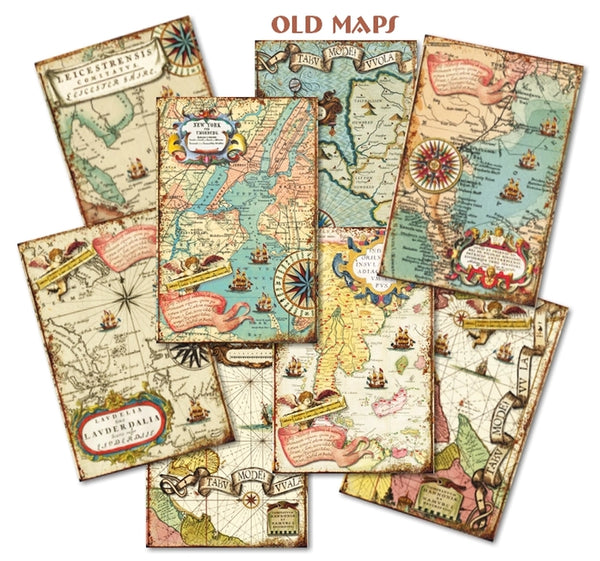 Old Maps - MINI scrapbook papirer (24 stk)