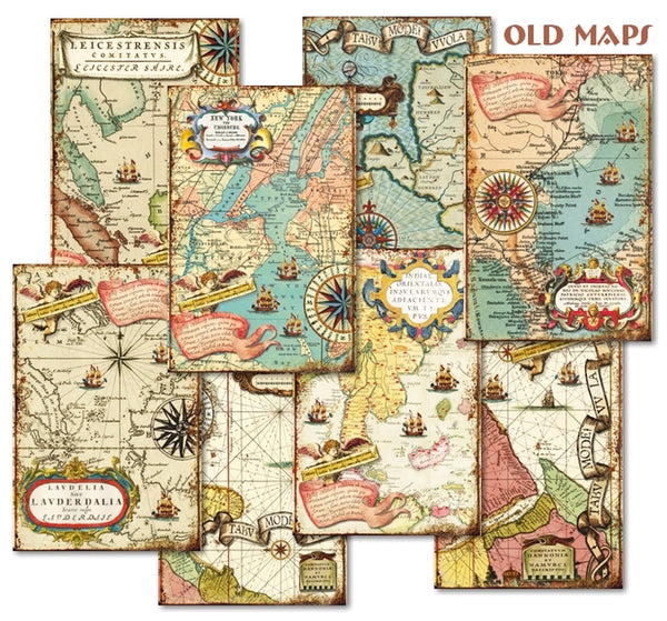 Old Maps - MINI scrapbook papirer (24 stk)