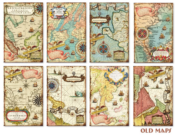 Old Maps - MINI scrapbook papirer (24 stk)