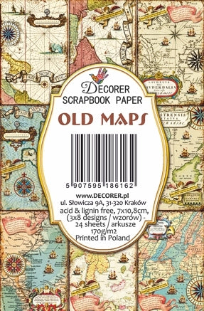 Old Maps - MINI scrapbook papirer (24 stk)