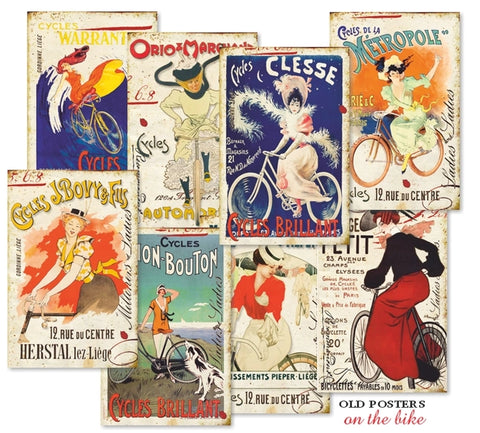 Old Posters On The Bike - MINI scrapbook papers (24 pcs)