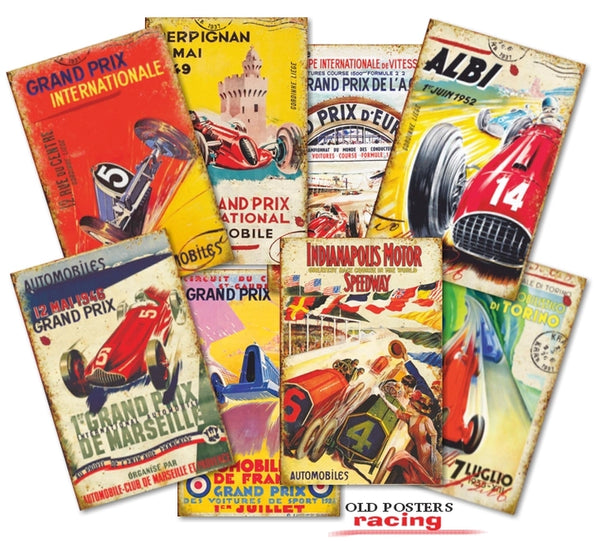 Old Posters Racing - MINI scrapbook papirer (24 stk)