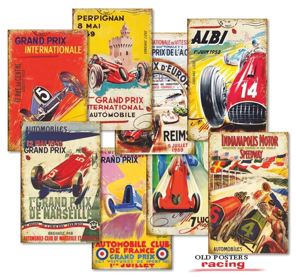 Old Posters Racing - MINI scrapbook papirer (24 stk)