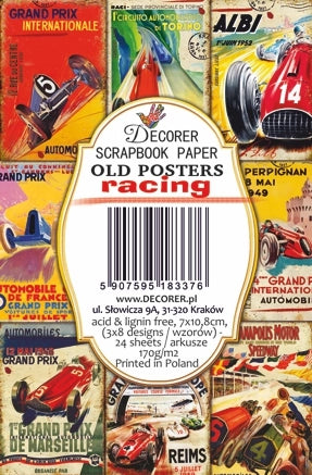 Old Posters Racing - MINI scrapbook papirer (24 stk)