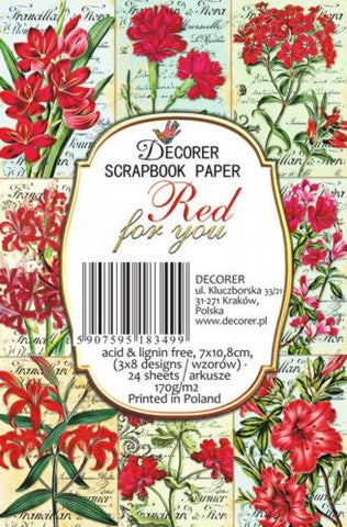 Red For You - MINI scrapbook papirer (24 stk)