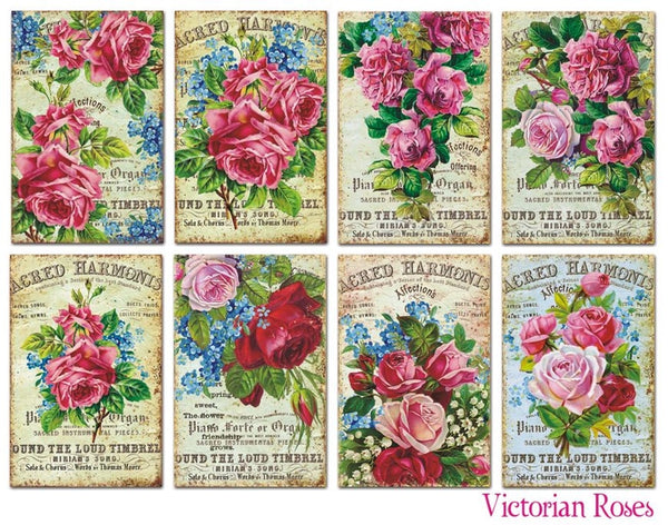 Victorian Roses - MINI scrapbook papirer (24 stk)