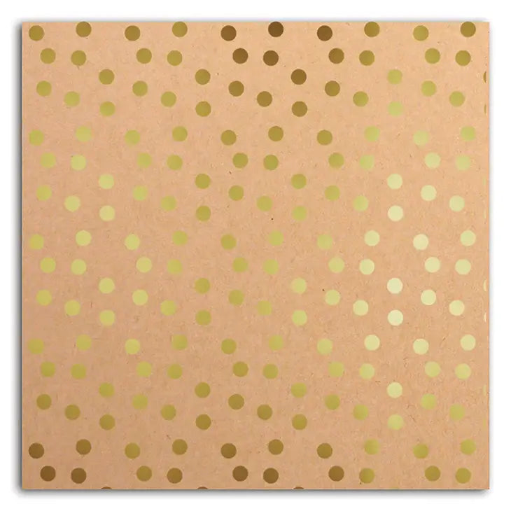 Mahé kartong - Kraft Gold Dots 12x12