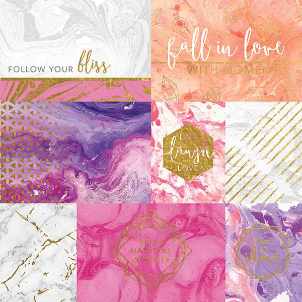 Follow Your Bliss Tags 12x12 double sided paper with gold trim