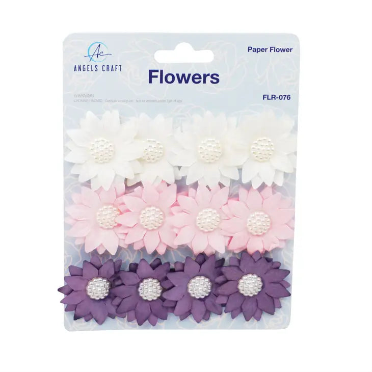 Paper flowers with pearl decorations