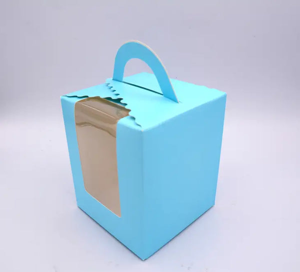 Gift box with transparent front - light blue