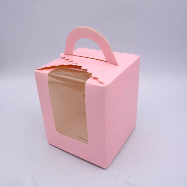 Gift box with transparent front - light pink