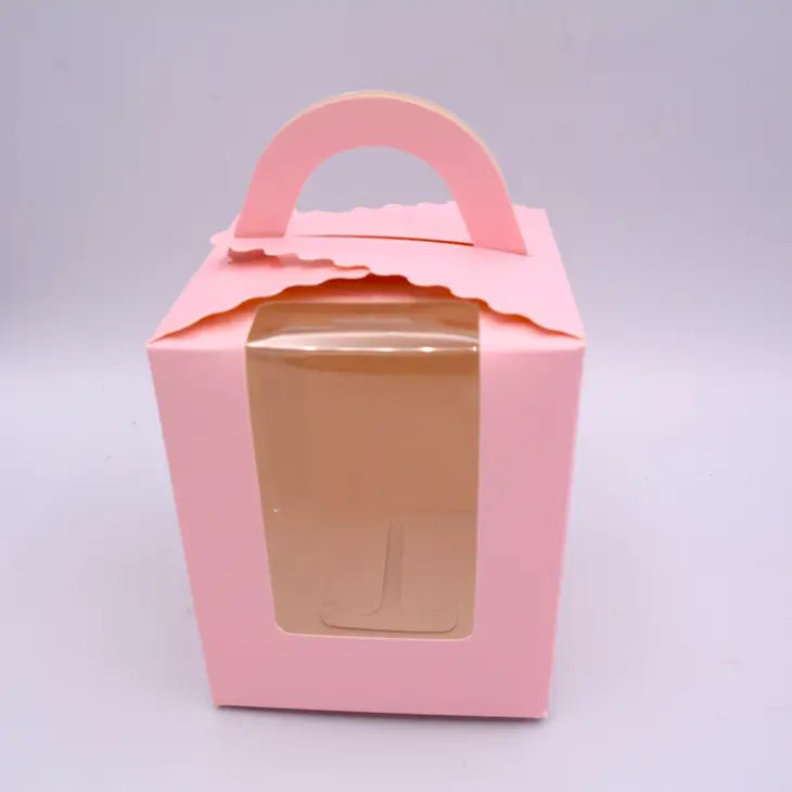 Gift box with transparent front - light pink