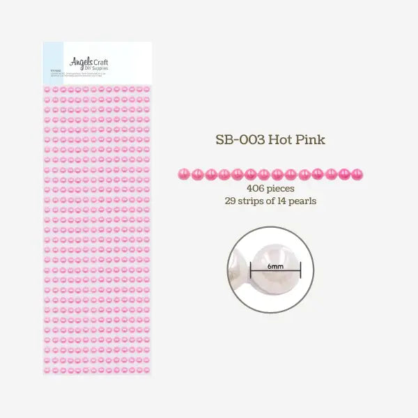 Pearl Bead Sticker Trim - Hot Pink