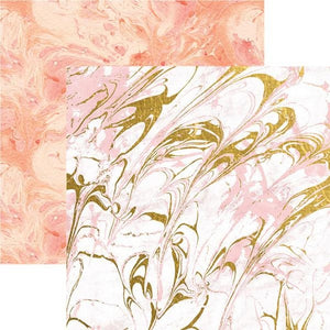Pink Marble 12x12 double-sided patterned paper with gold trim